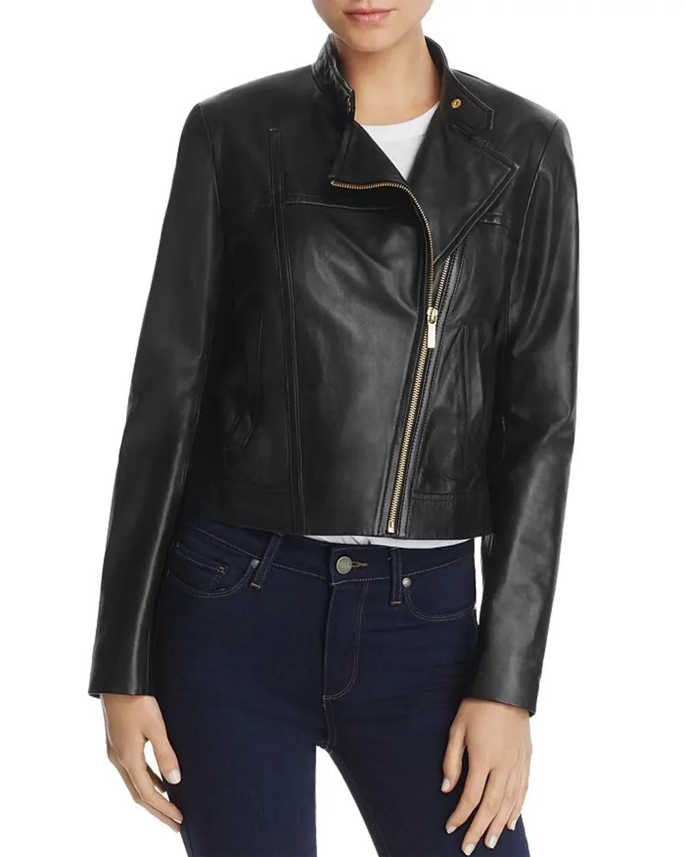 Michael Kors Sleek Black Moto Jacket Size S